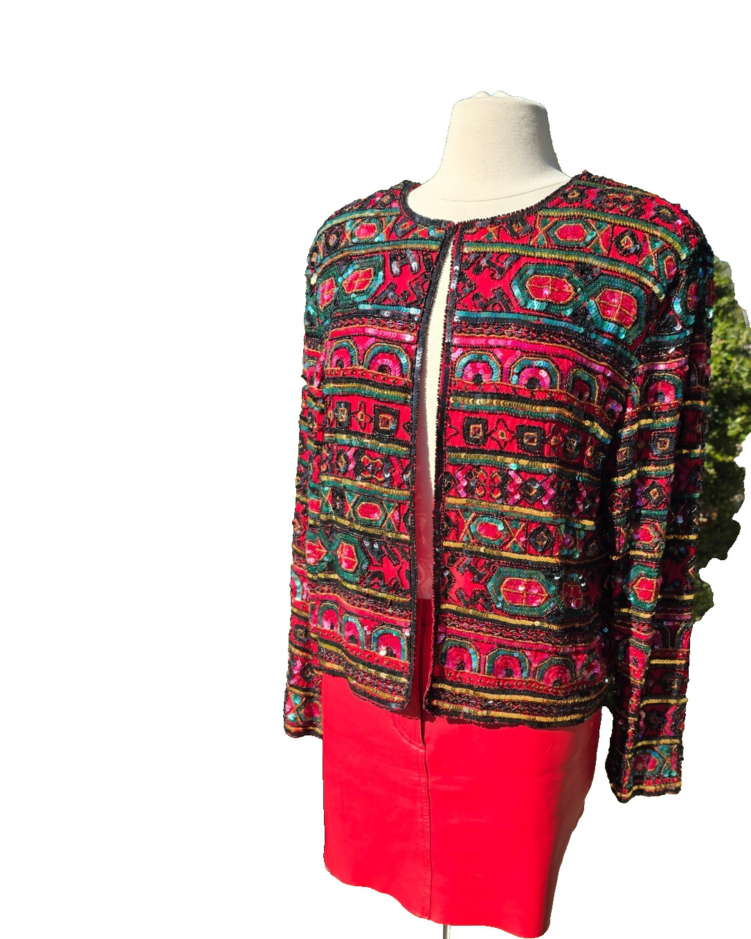 VTG Adrianna Papell Boutique Women’s M 100% Silk Beaded Jacket size XL