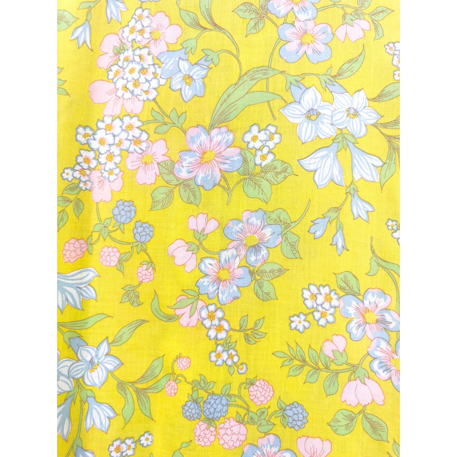 Vintage 60s/70s Rhapsody House Dress Yellow Floral Cotton Blend M/L