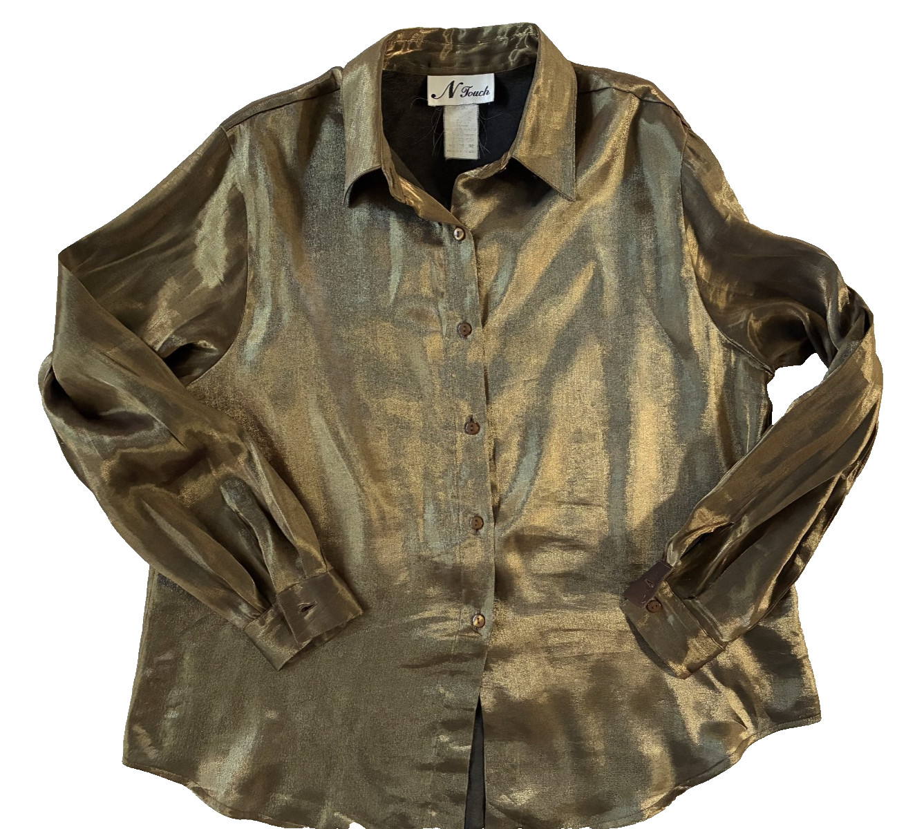 Vintage 1980s Gold Metallic Blouse Size 16 (Modern Medium) USA N Touch Disco