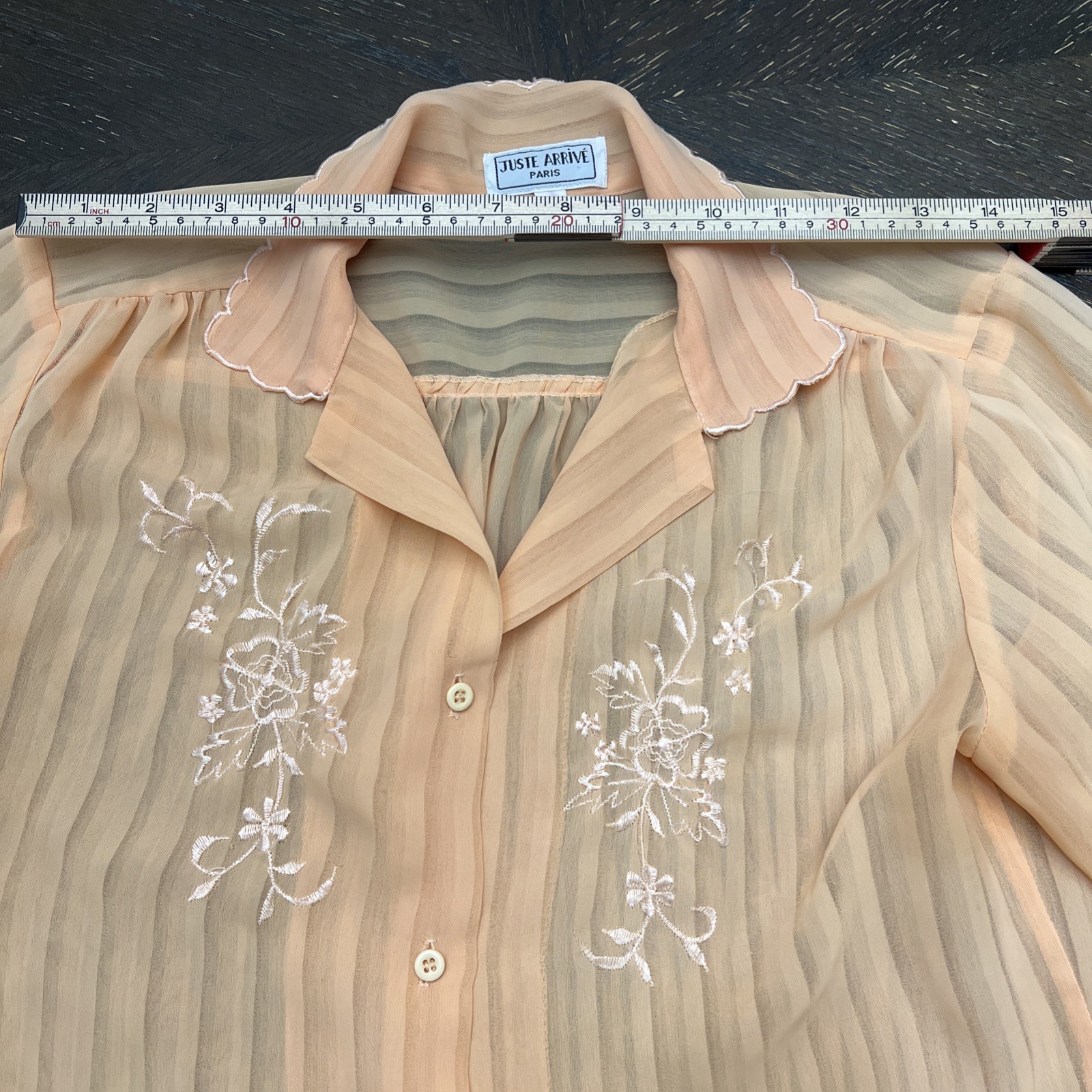 Vintage ︱80’s ︱Orange Blouse ︱Womens ︱Floral Embroidery ︱Juste Arrive︱Medium