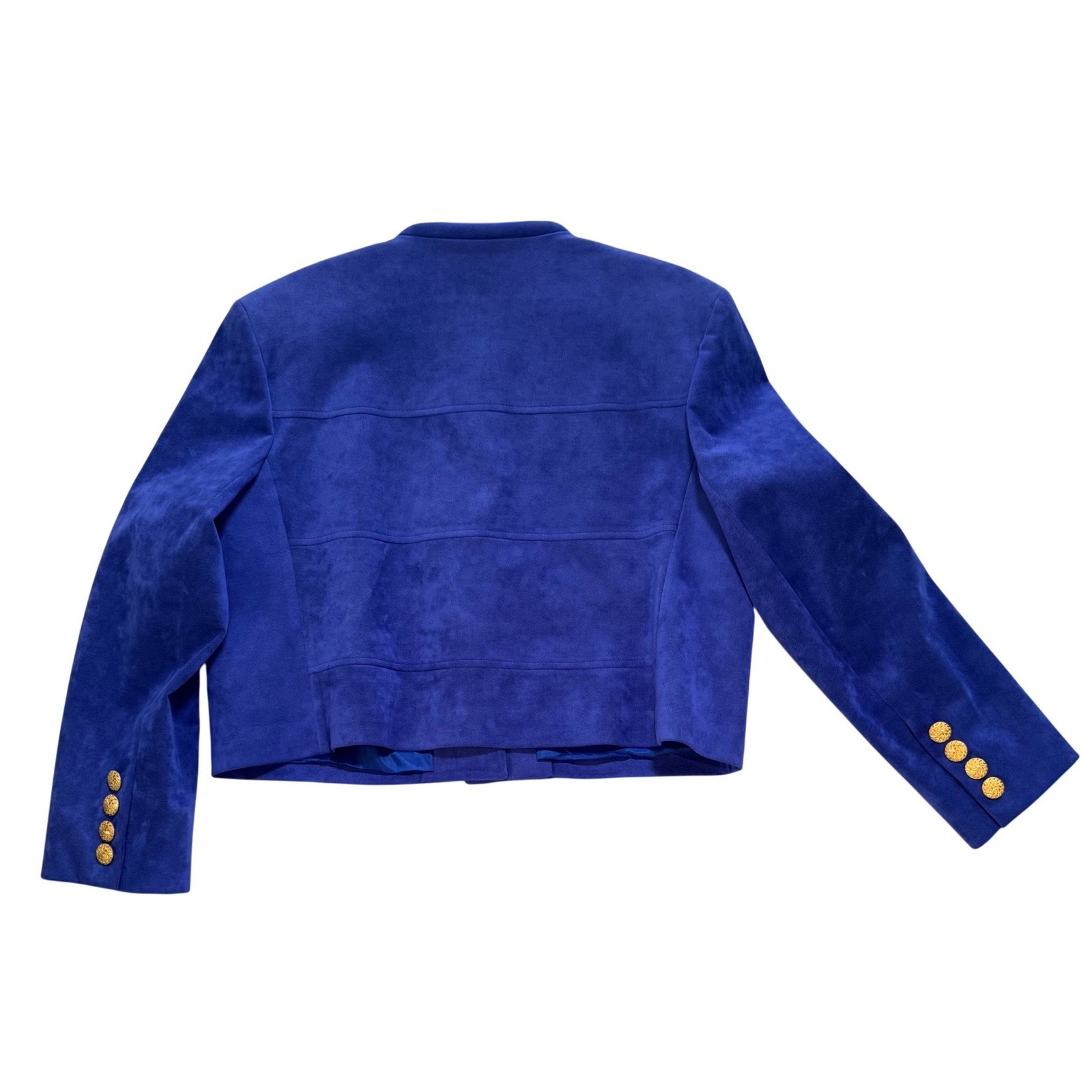 Vintage Count Romi Ultrasuede Blue Skirt Suit Set Gold Button (Mixed Size 16/18)