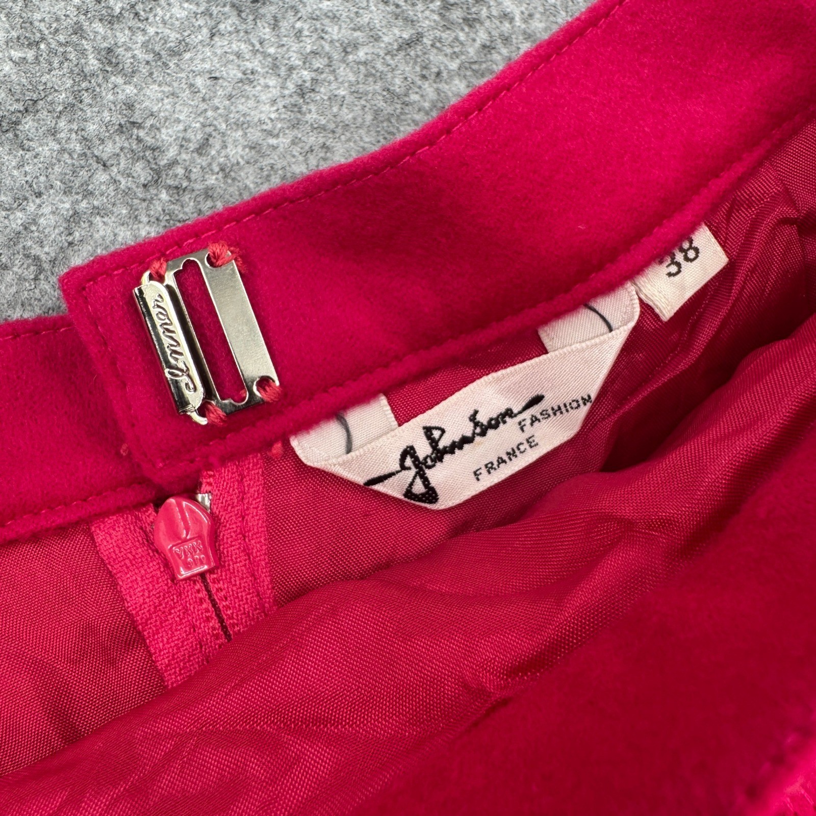 Johnson Fashion France Vintage Pink Pleated Midi Skirt Womens Size 38 Fuchsia