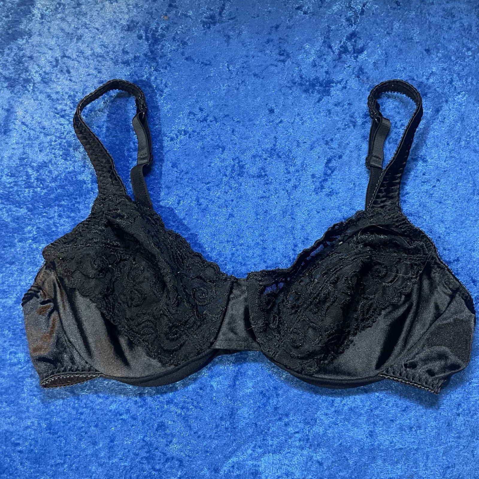 Vintage Bra 36b Black Nylon Lace Underwire 90s Lingerie
