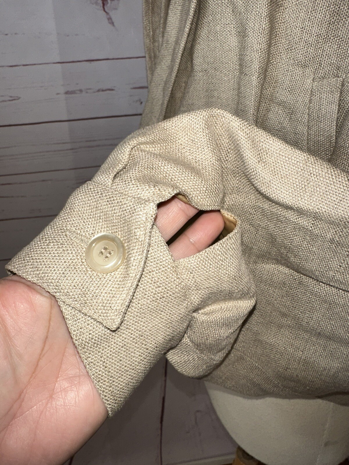 Vintage AMEN WARDY Made In France Size 42 Khaki Tan Knit Jacket 70s 80s Retro