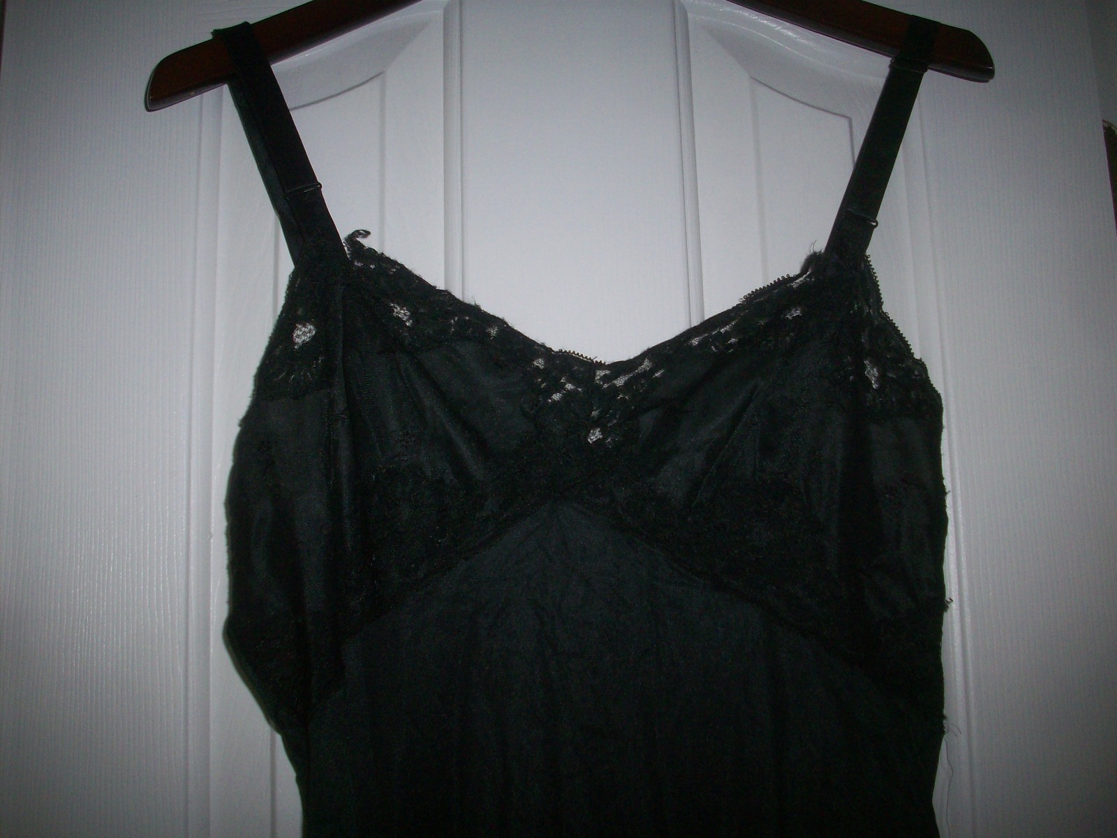 Vintage Black Lace Full Slip Dress Size 34 Nylon Embroidered Nightgown, No Tags