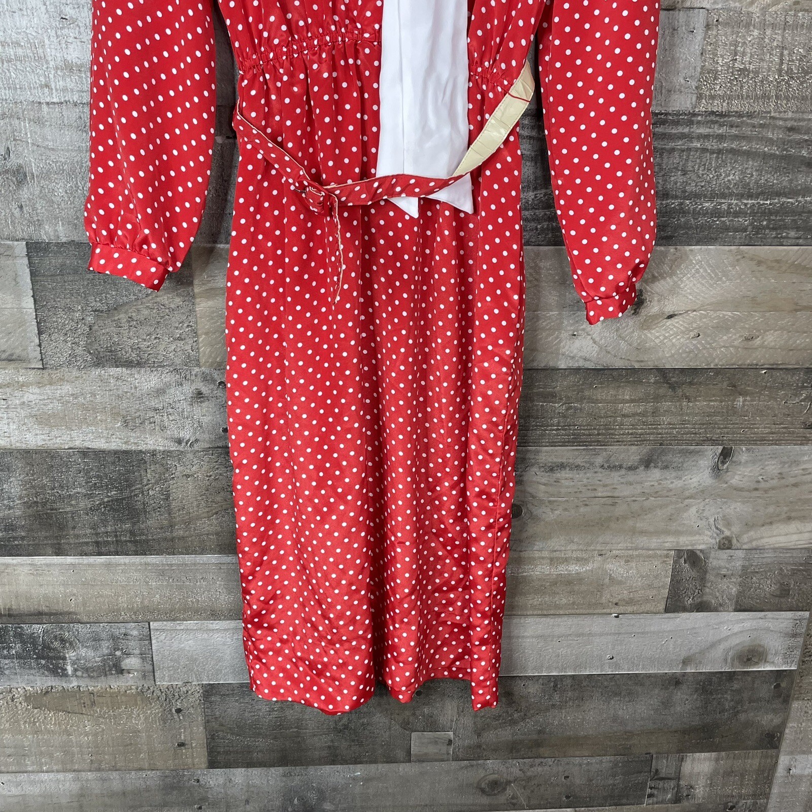 VTG Kay Brandon For h&a Dress Size 11 12 Red & White Polka Dot Long Sleeve Belt