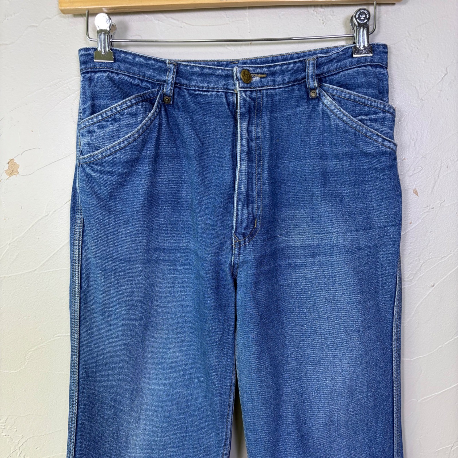 VTG 70s Nest Ce Pas High Waisted Flare Jeans Western Disco Denim 28×32 11/12