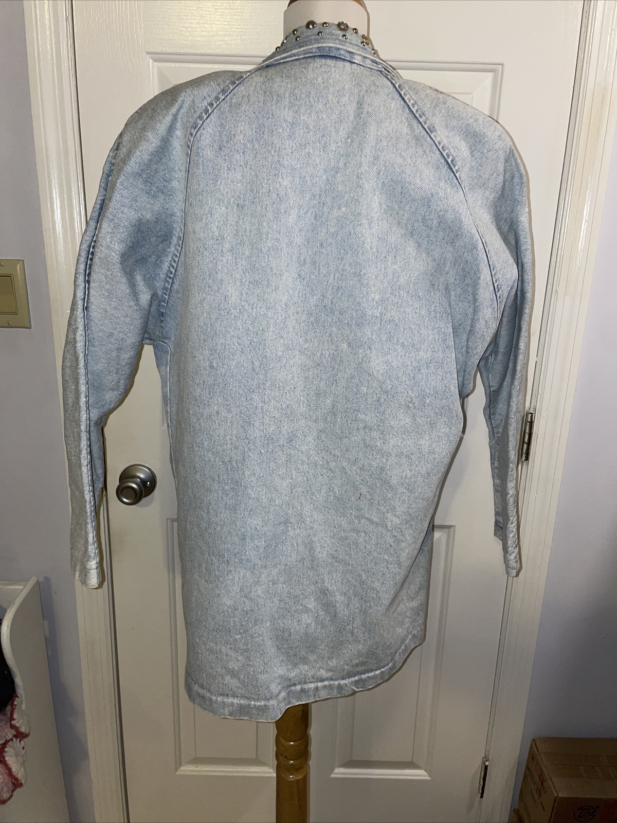 Vintage Denim Jacket Light Blue Cotton Studded Western Rio Size Small