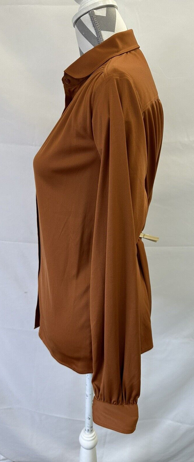 VTG 70s ALBEE brand Shirt WOMENS 16 Long Sleeve Rust Brown Button Front Blouse