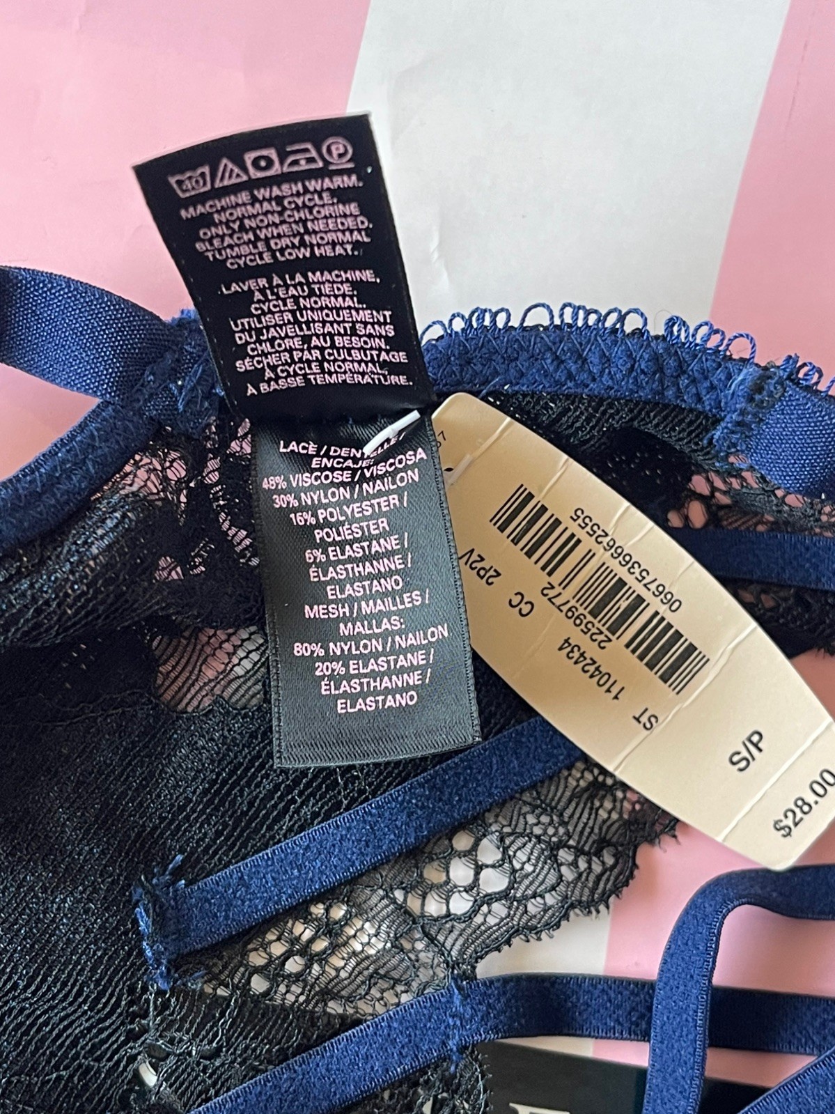 NWT VTG 2014 Victoria’s Secret “Very Sexy” Cheekini, Lace – Black/Blue – Small