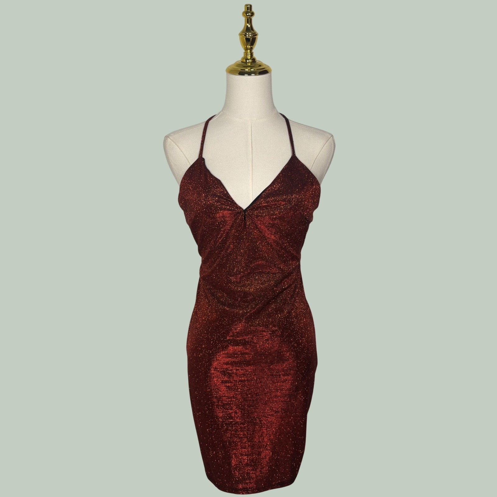 VTG Y2K charlotte russe red sparkle glitter mini dress 00s coquette party club