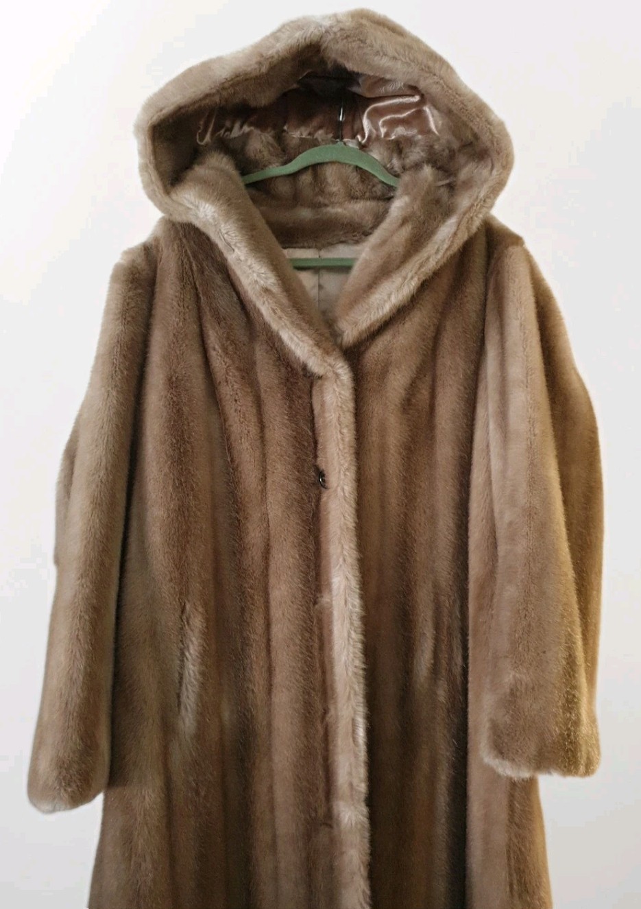 Vtg Mincara By Russel Taylor Long Brown Faux Mink Fur Coat SEE MEASUREMENTS
