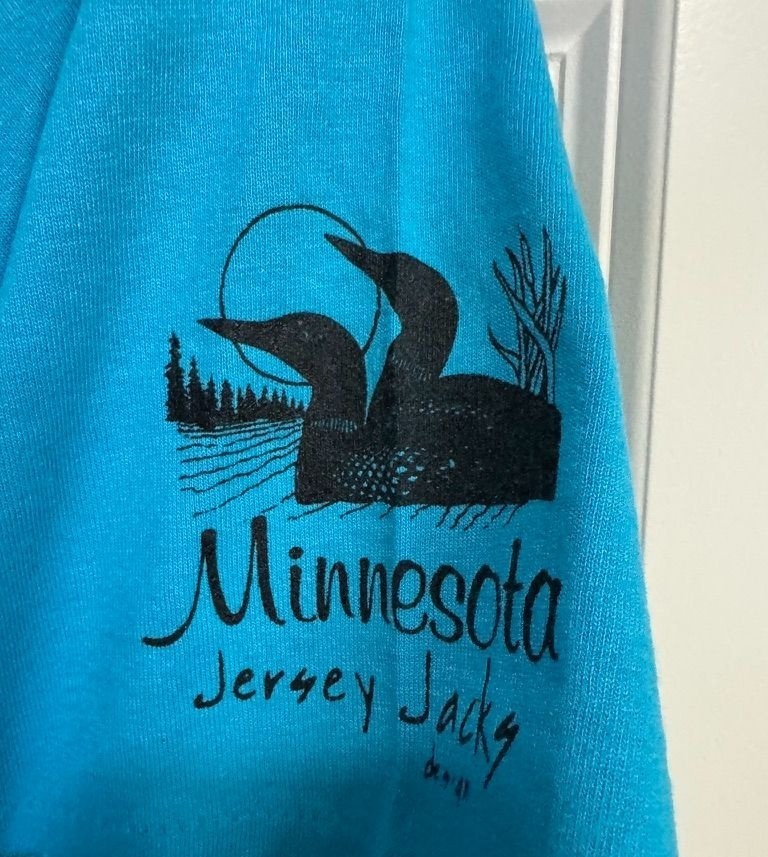 Vintage 90s Minnesota Loon Graphic Shirt Screen Stars Best Aqua Blue Size Large
