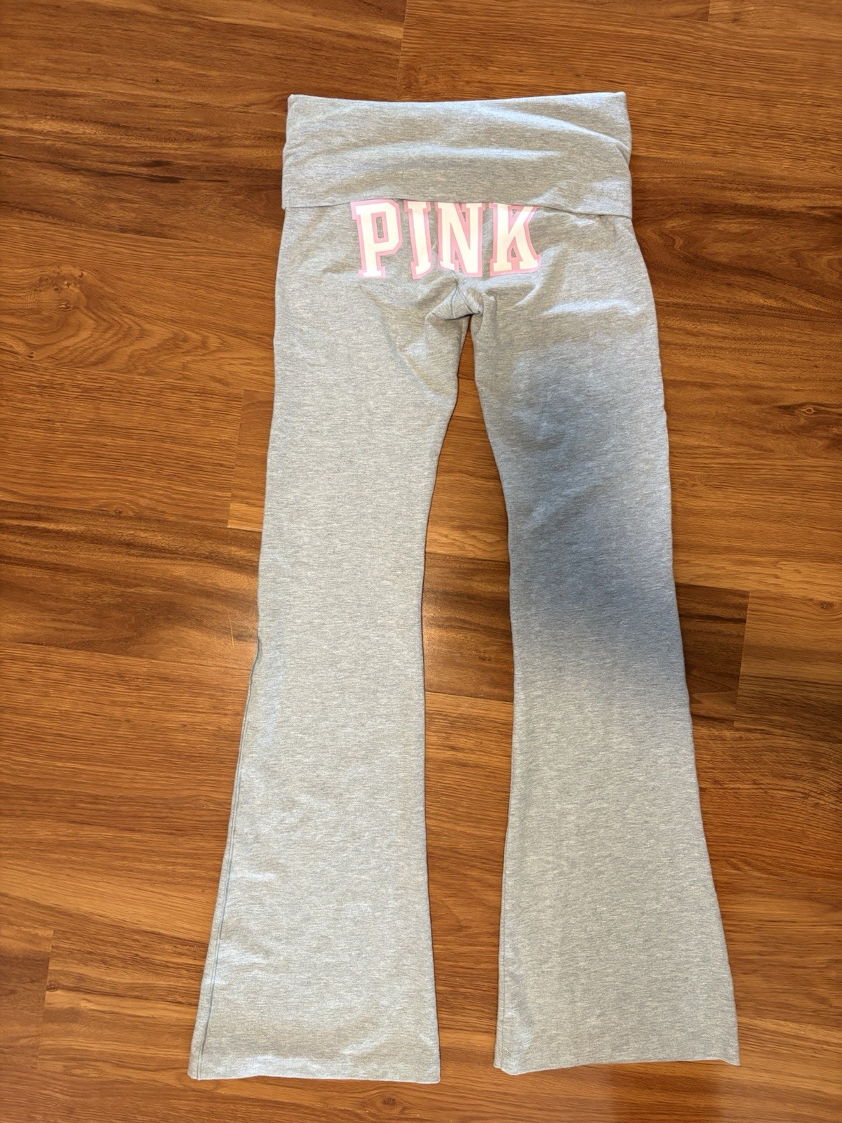 Y2K foldover yoga flares ALL-DAY COTTON Leggings heather grey & pink