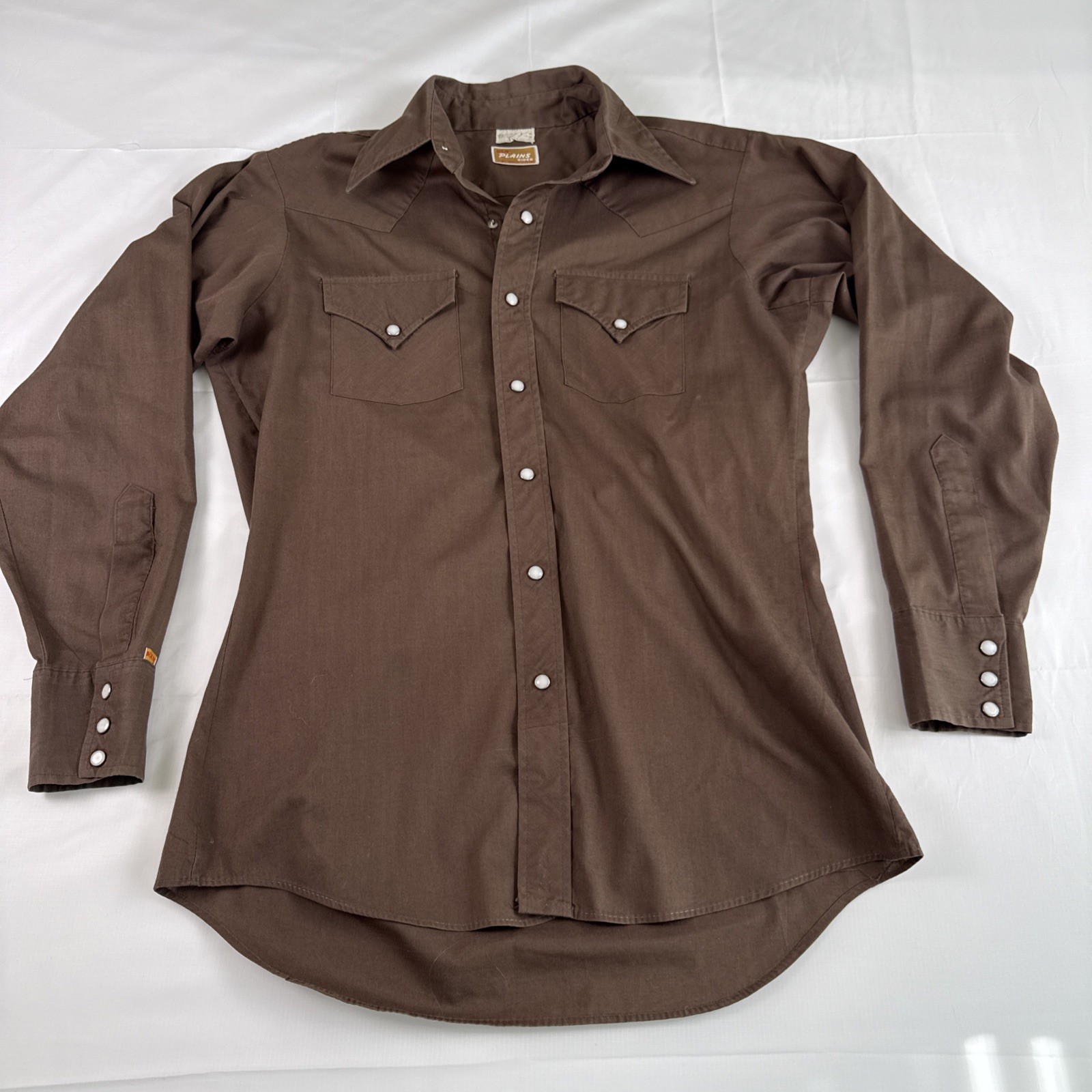 Vintage Ely Plains Rider Women’s Western Brown Shirt w/ Pearl Snaps 15 1/2 – 33