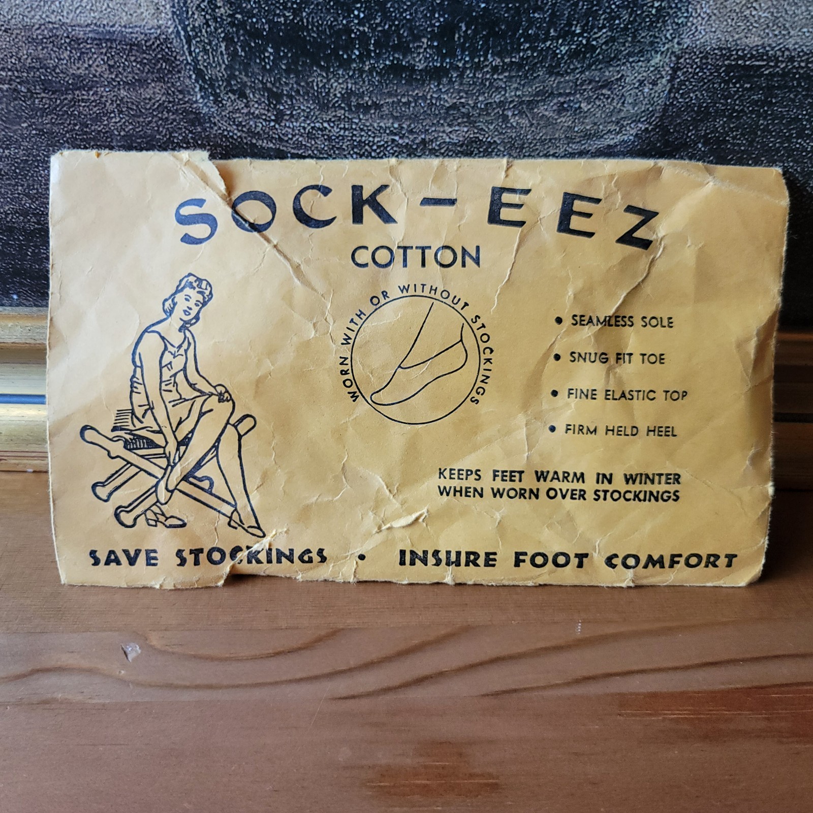 Vintage Sock-Eez Hosiery Packaging Paper Ephemera MCM Foot Comfort Insert