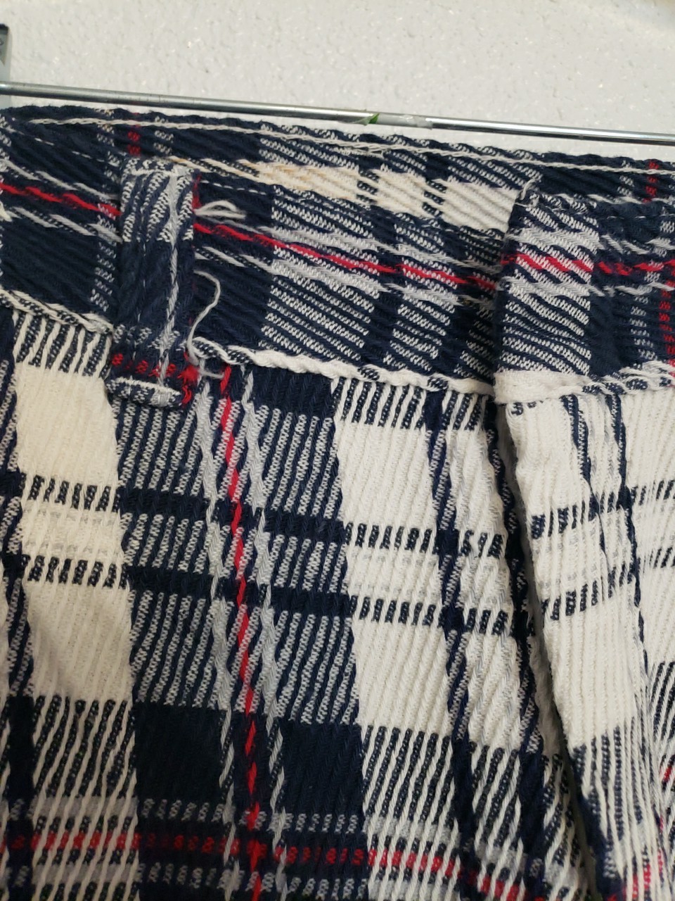 Vtg 60s 1970s Plaid Pants Cuffed 30×30 Red White Blue Bell Bottom Flare TopsAll