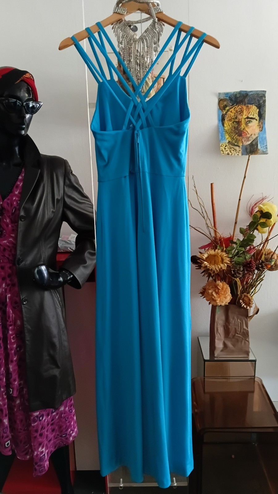Elegant Stretch Dress Turquoise Vintage
