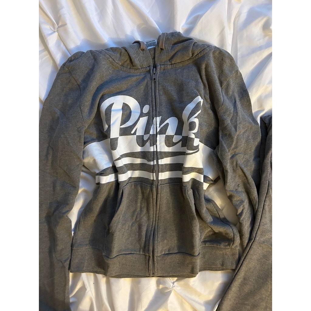 Victoria’s Secret PINK Two Piece Set Heather gray full-zip hoodie sweatpants