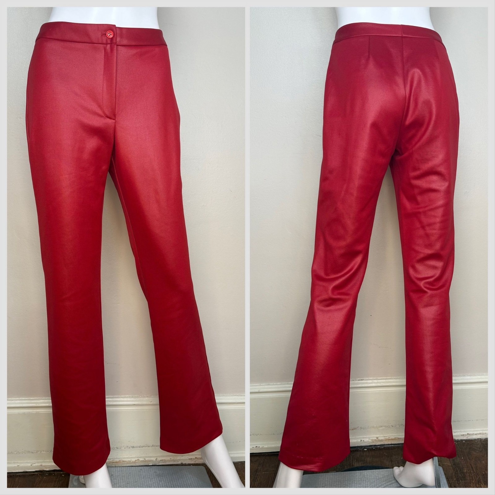 Vintage 1990s Shiny Red Pants Flare Leg 90s Star CCC City Clothing Co Stretchy