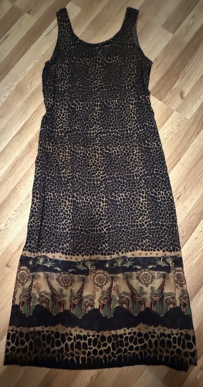 Vintage 1980’s Nina Piccalino Giraffe Maxi Dress Safari Size 10 EUC