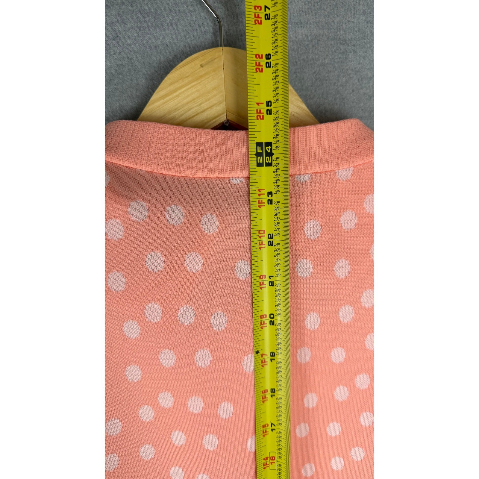 Vintage 1950s 60s Peach Polka Dot Dress and Cardigan Set Retro Mod 2 Piece