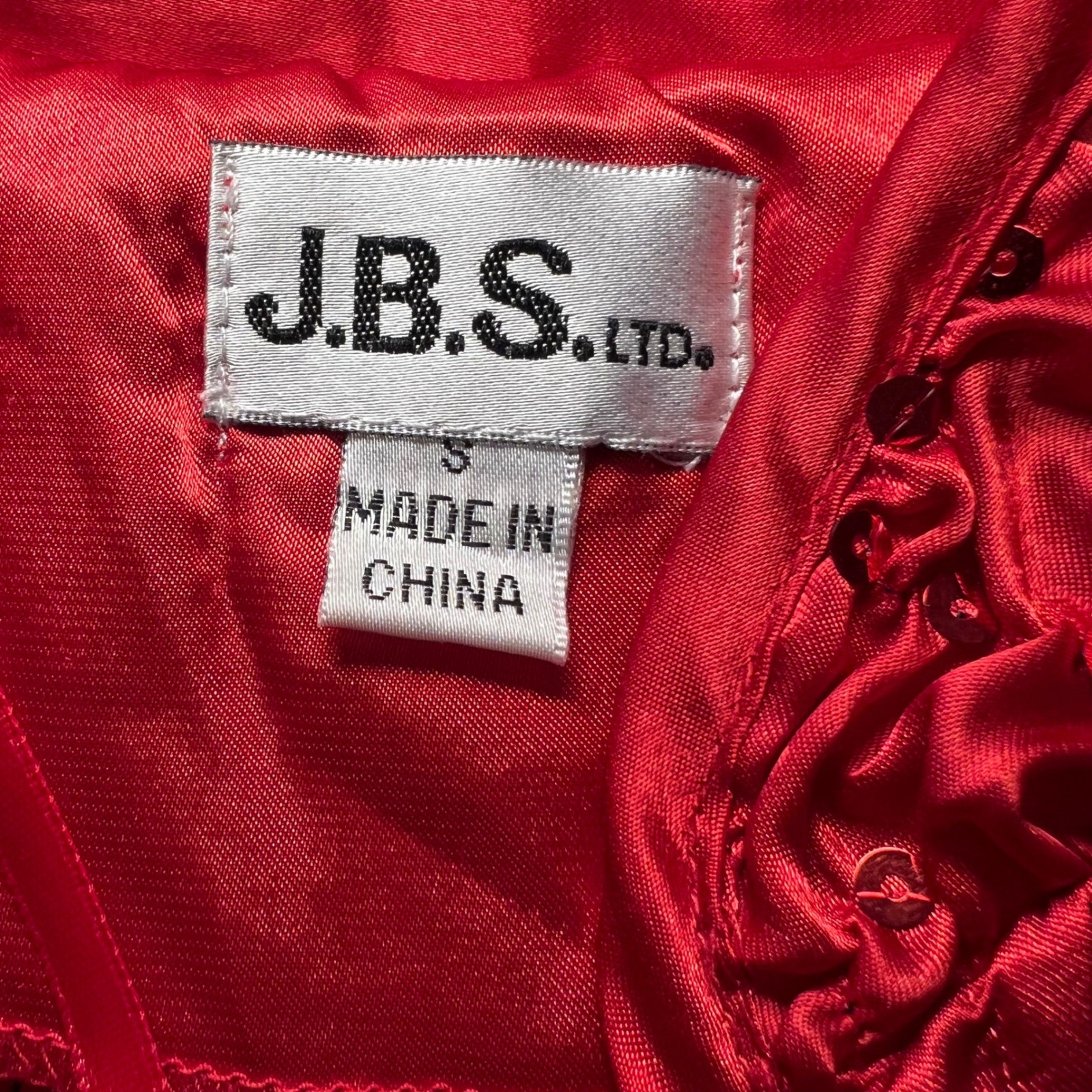 Vintage J.B.S. Ltd Red Ruched Beaded Sequin Zip Up Jacket Party Glam Y2K Small