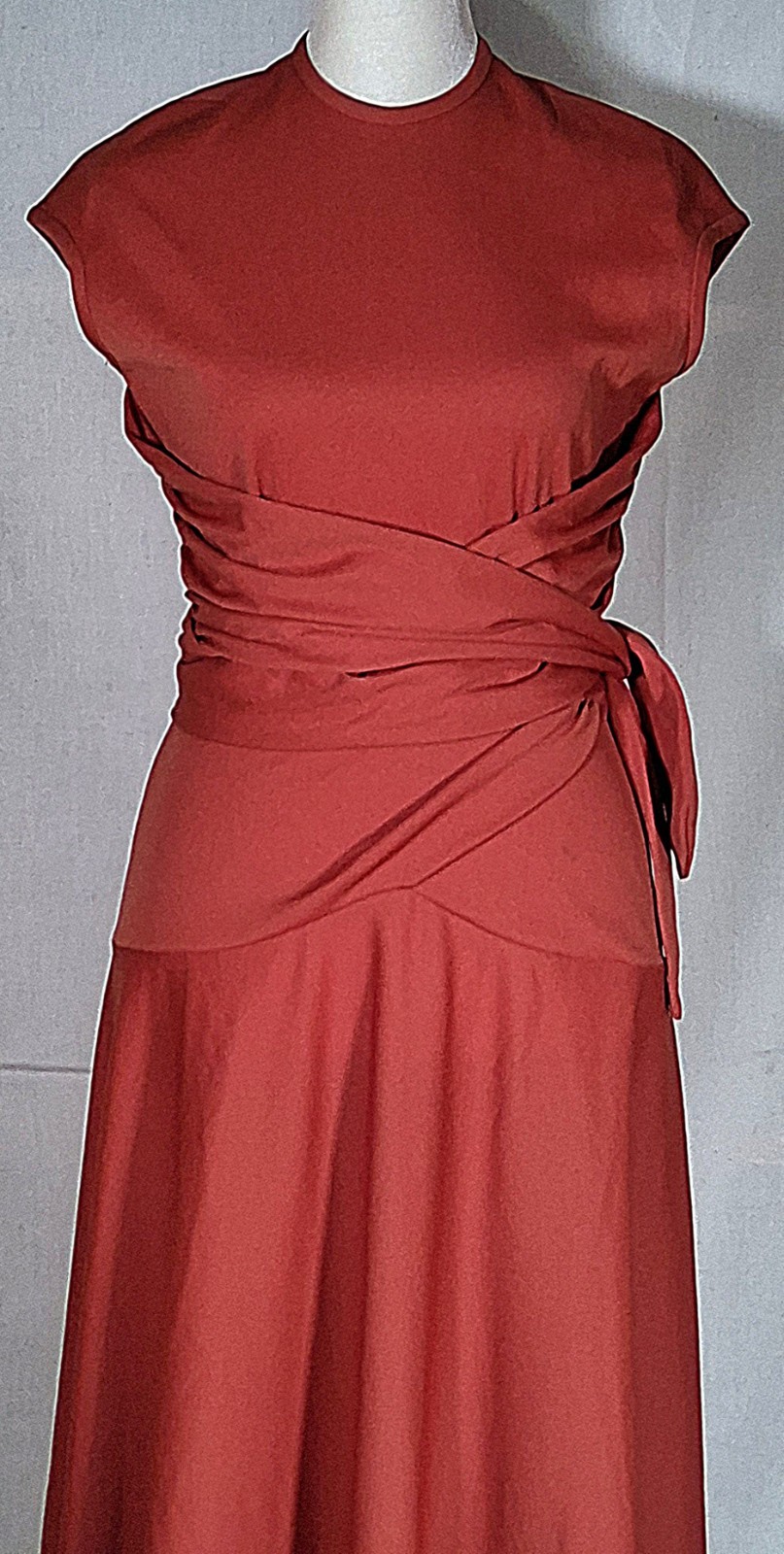 Vintage 70s Unbranded Maxi Terracotta Dress Union Label USA Size SMALL