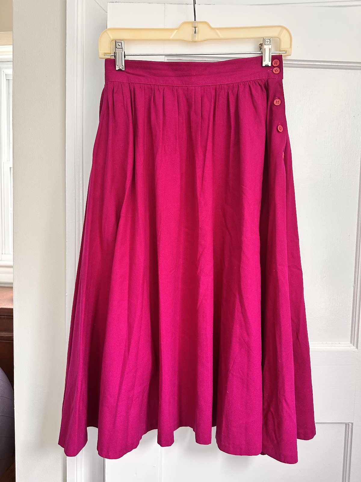 Magenta pink silk vintage skirt Irka midlength