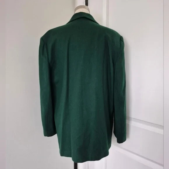 Womens Vtg SAVANNAH Emerald Green Wool Single-Breasted Boyfriend Blazer Sz 12
