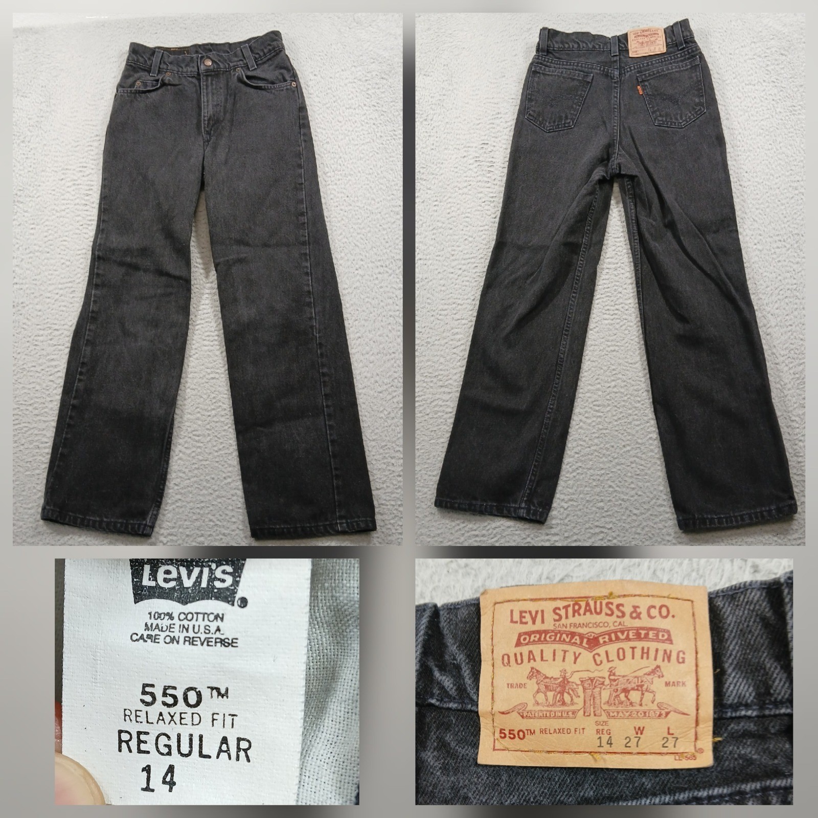 Vintage Levi’s 550 Orange Tab Made in USA Black Jeans Women’s 14 27×27 EUC