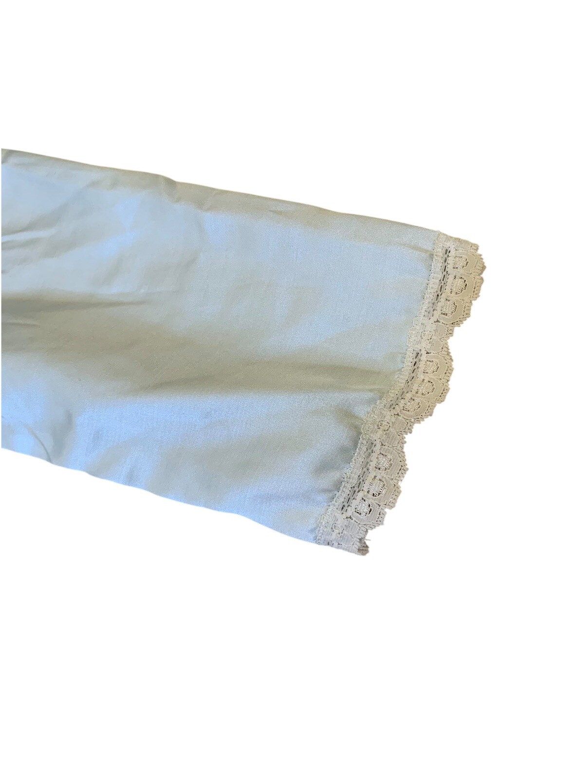 Natori Vintage Satin Nightgown Light Blue Lace Embellishment Faux Pearl Buttons