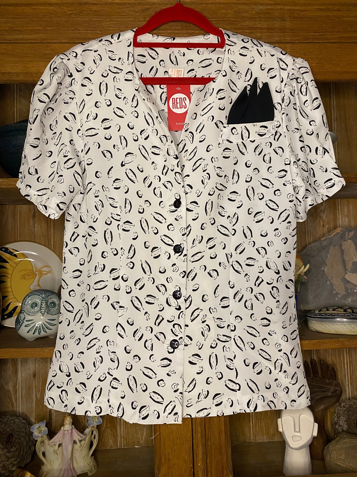 80s B+W Blouse Size 8-10