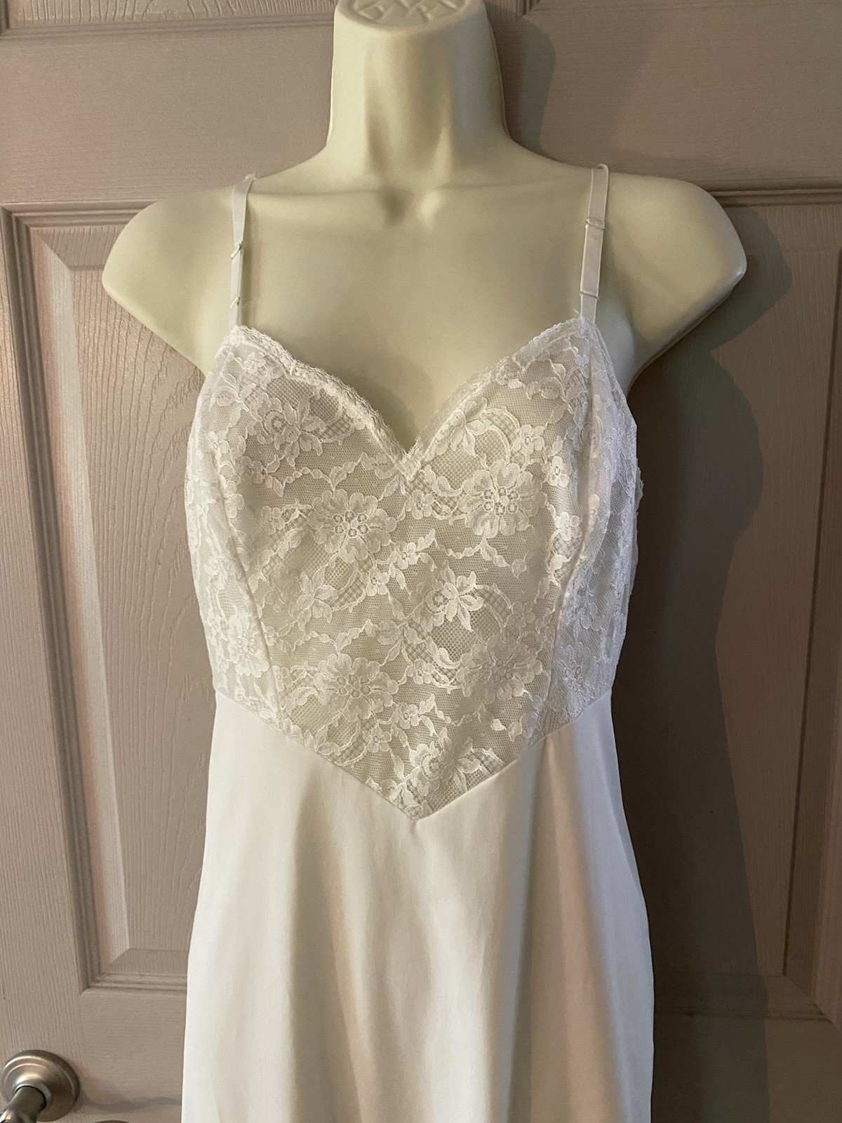 Vanity Fair Vintage Lace Bodice Ivory Mini Slip Dress Size 34 Small VGC