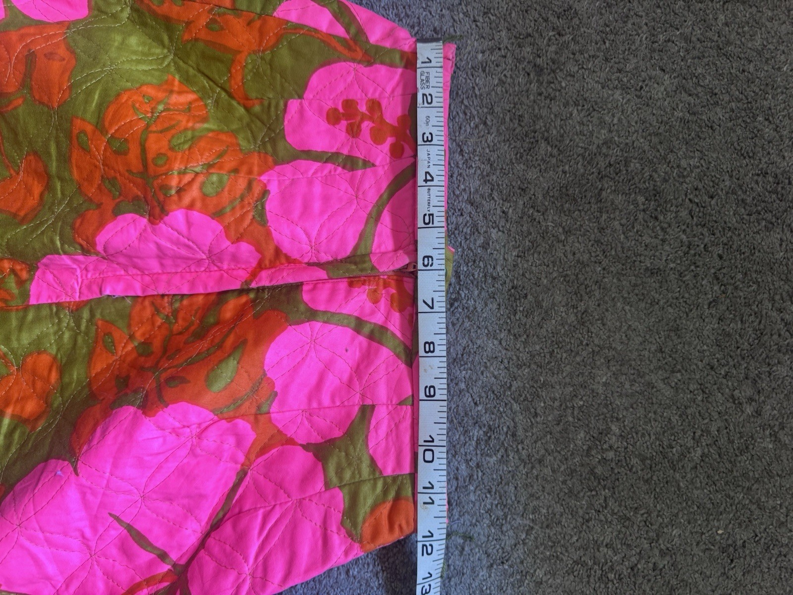 Vtg 60s 70s Phil Rose of California Quilted Maxi Skirt Pink Hibiscus Tiki Retro