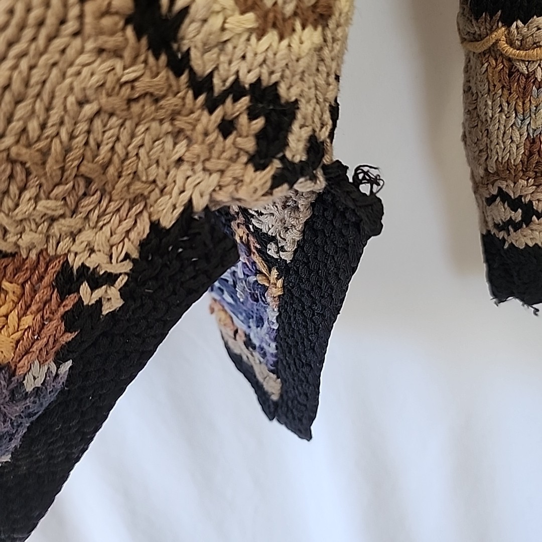 Vintage Crystal – Kobe Hand Knit Floral Grandma 80s Sweater Sz LG Cotton,Ramie