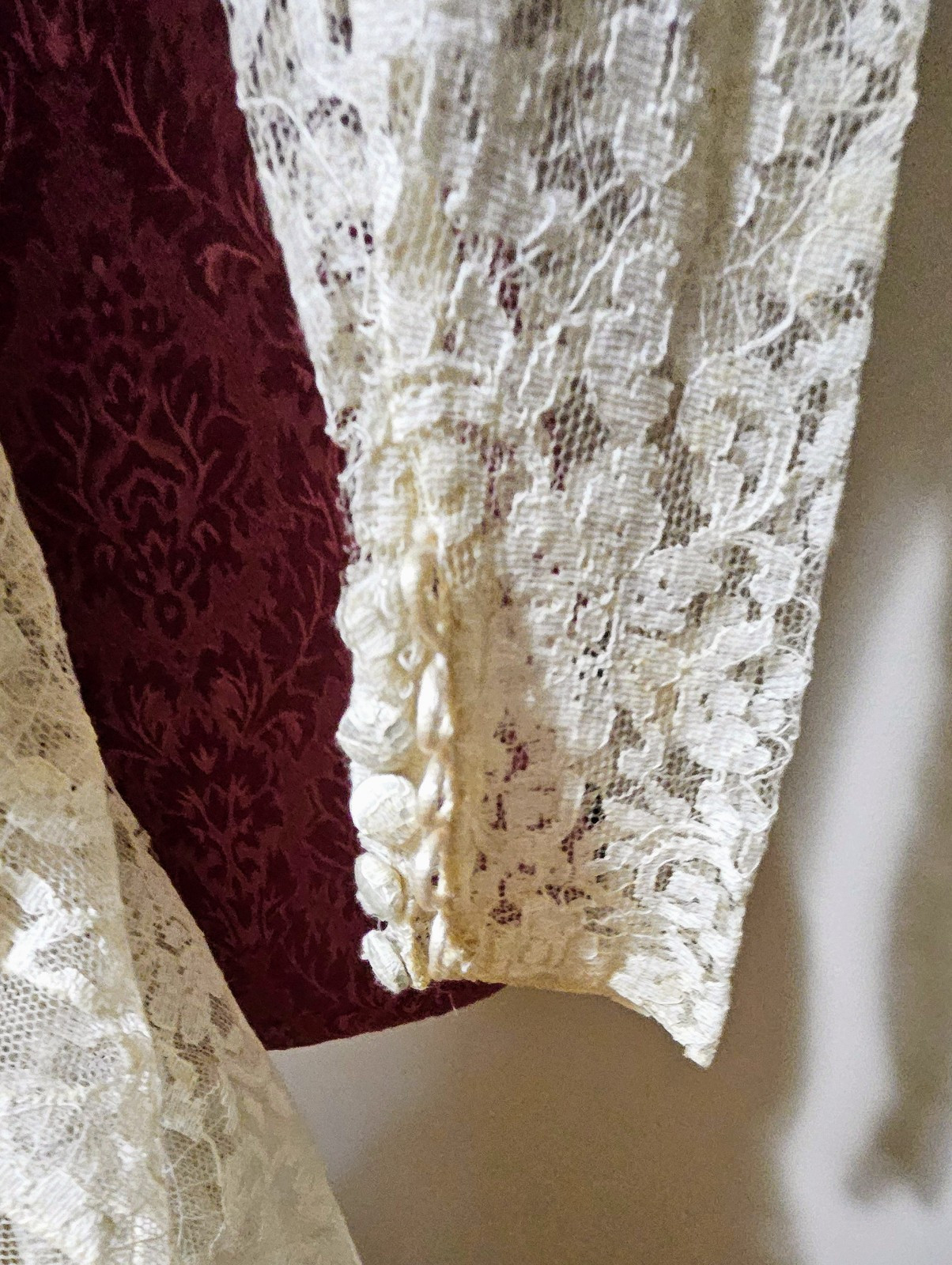 Vintage 50s Maurer Wedding Dress Tulle Lace Button Up Cottage Core