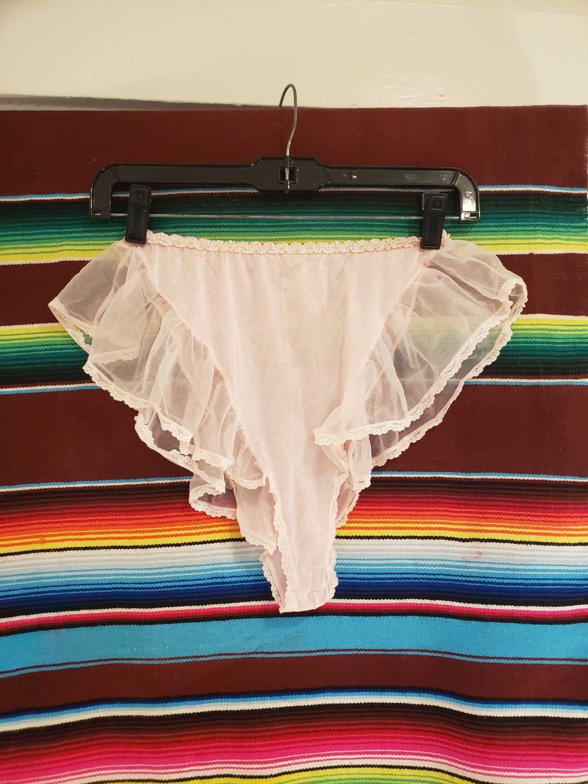 Vtg 70s Tosca Lingerie Panties Light Pink Ruffles Medium High Cut Nylon Sissy