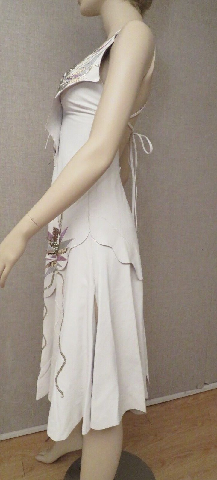 Leather Halter Dress Gown Western Natasha Leder Germany S M 6 8 Fairycore Boho