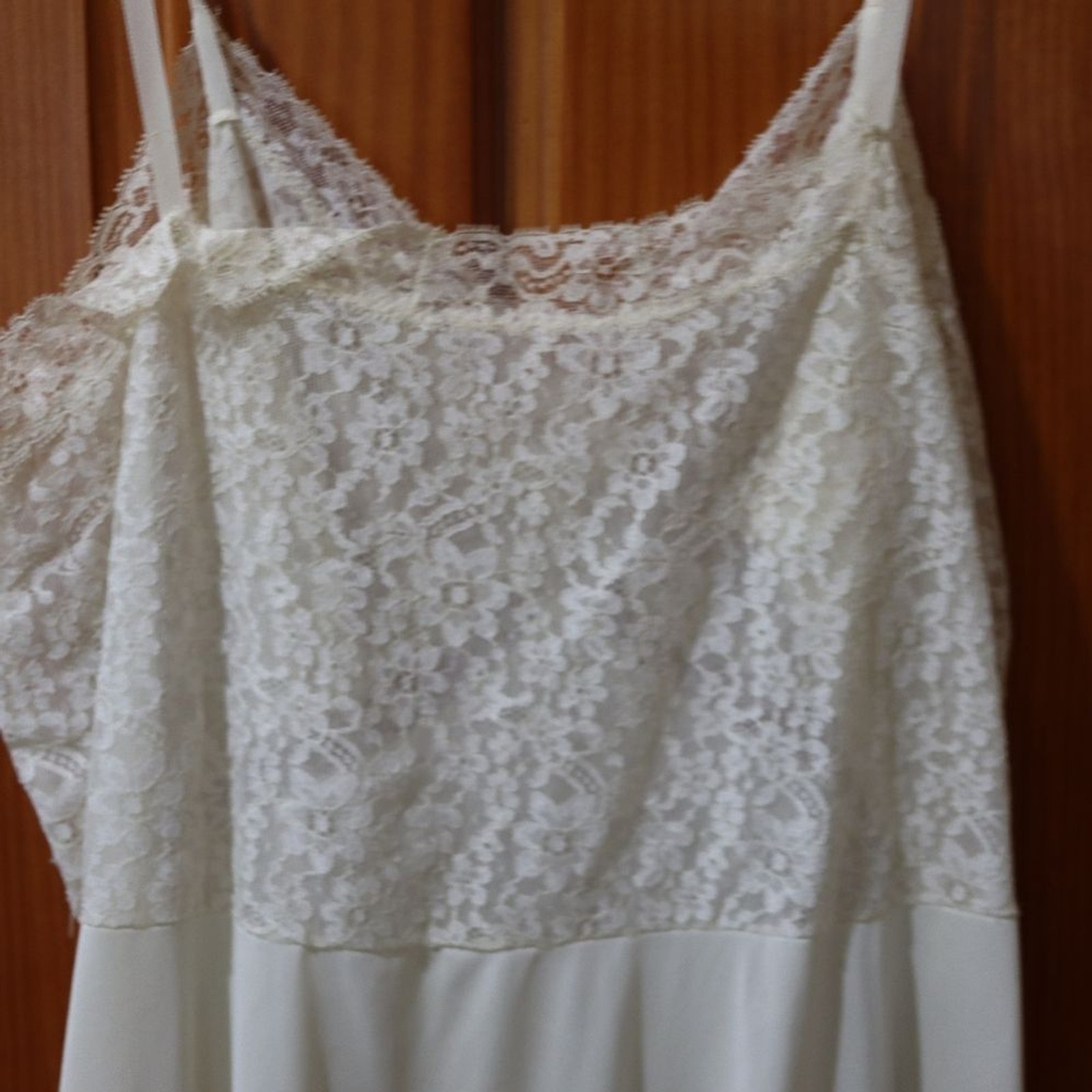 Van Raalte Vintage 1955 Off White Lace Pleated Slip Dress Large Nylon