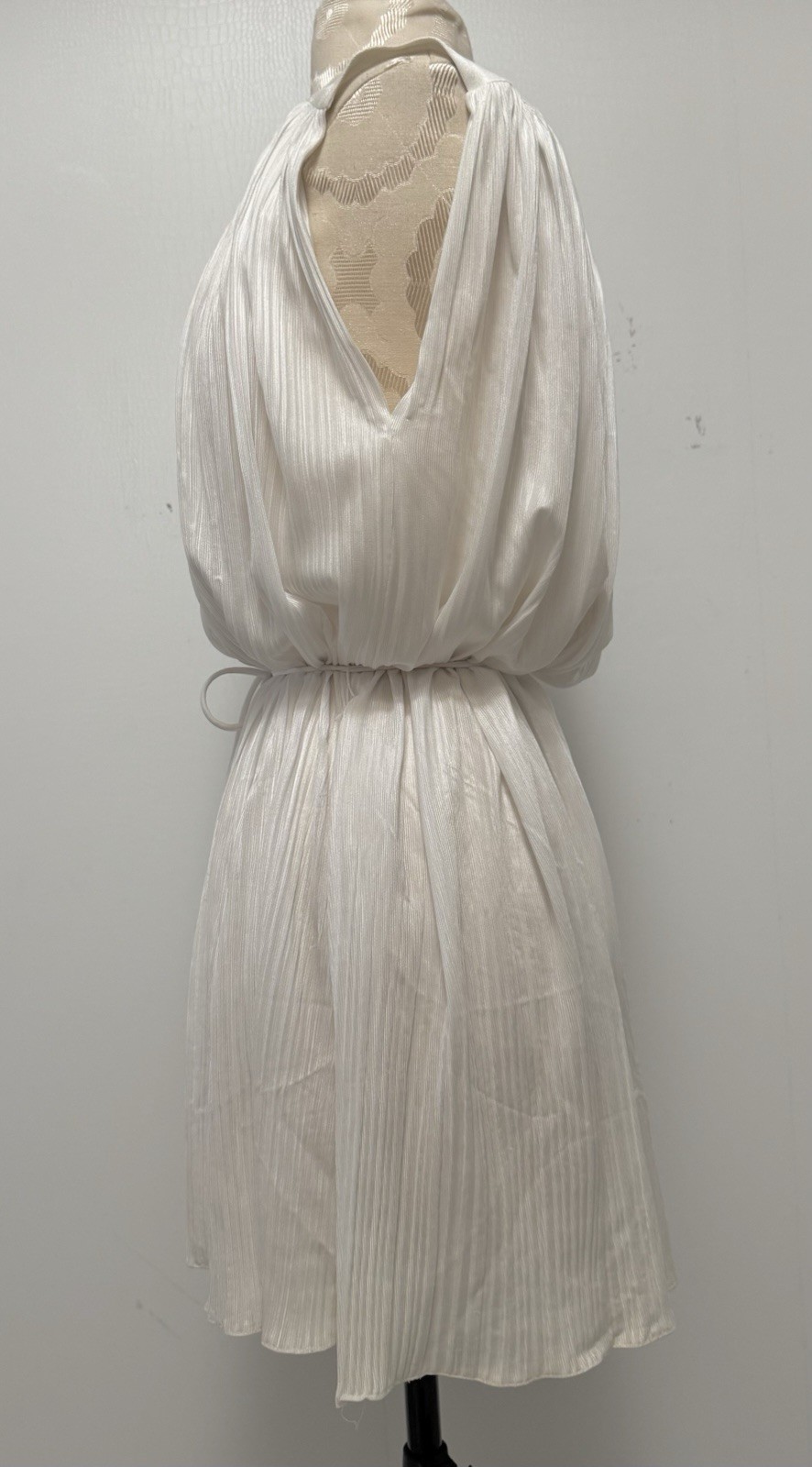 Vtg 70s Quantum White Plisse Tennis Micro Mini Dress XS S M Resort Chic Retro