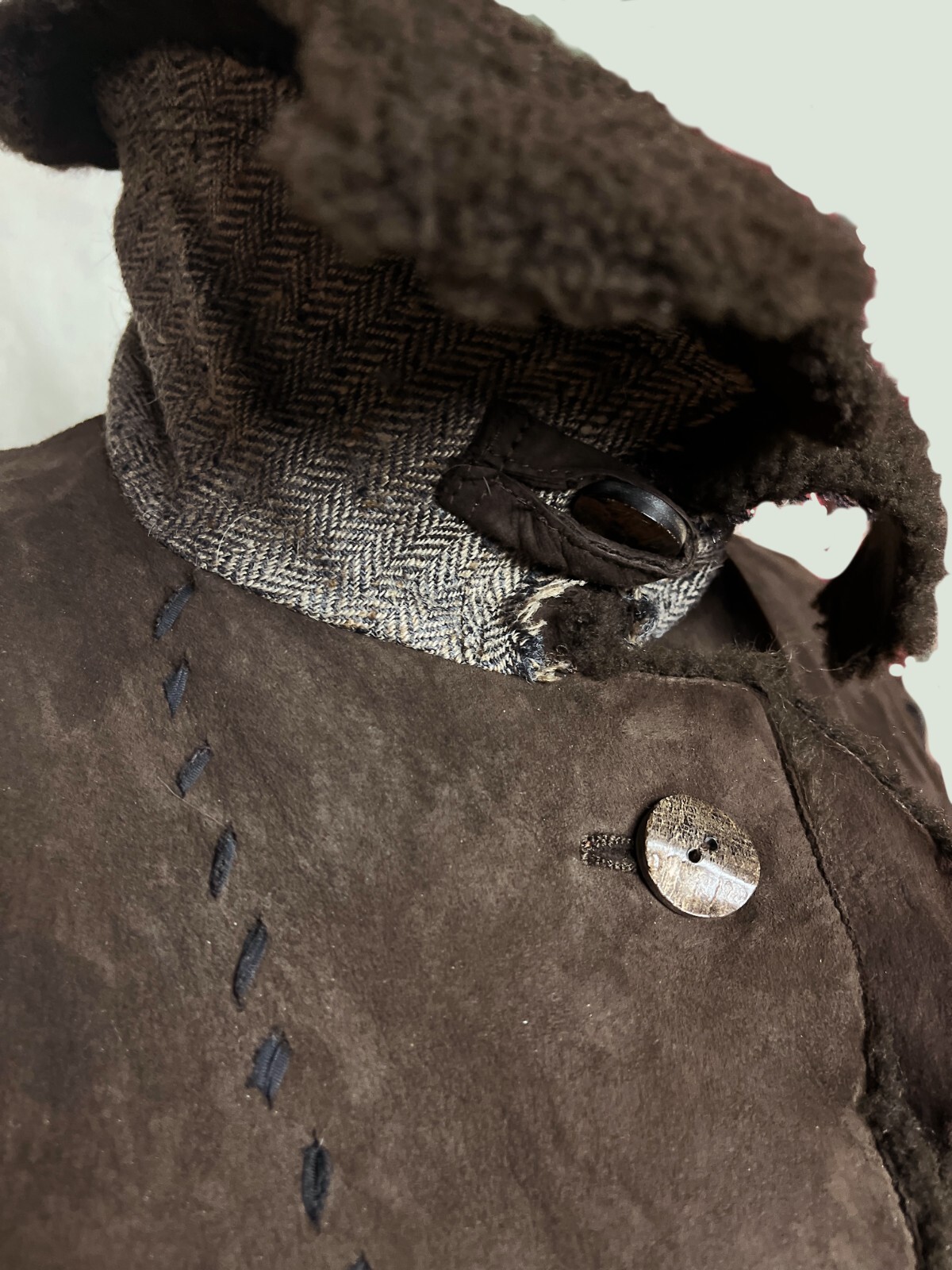 VINTAGE Designer NIGEL PRESTON Unique Shearling COAT Handmade ITALY Small