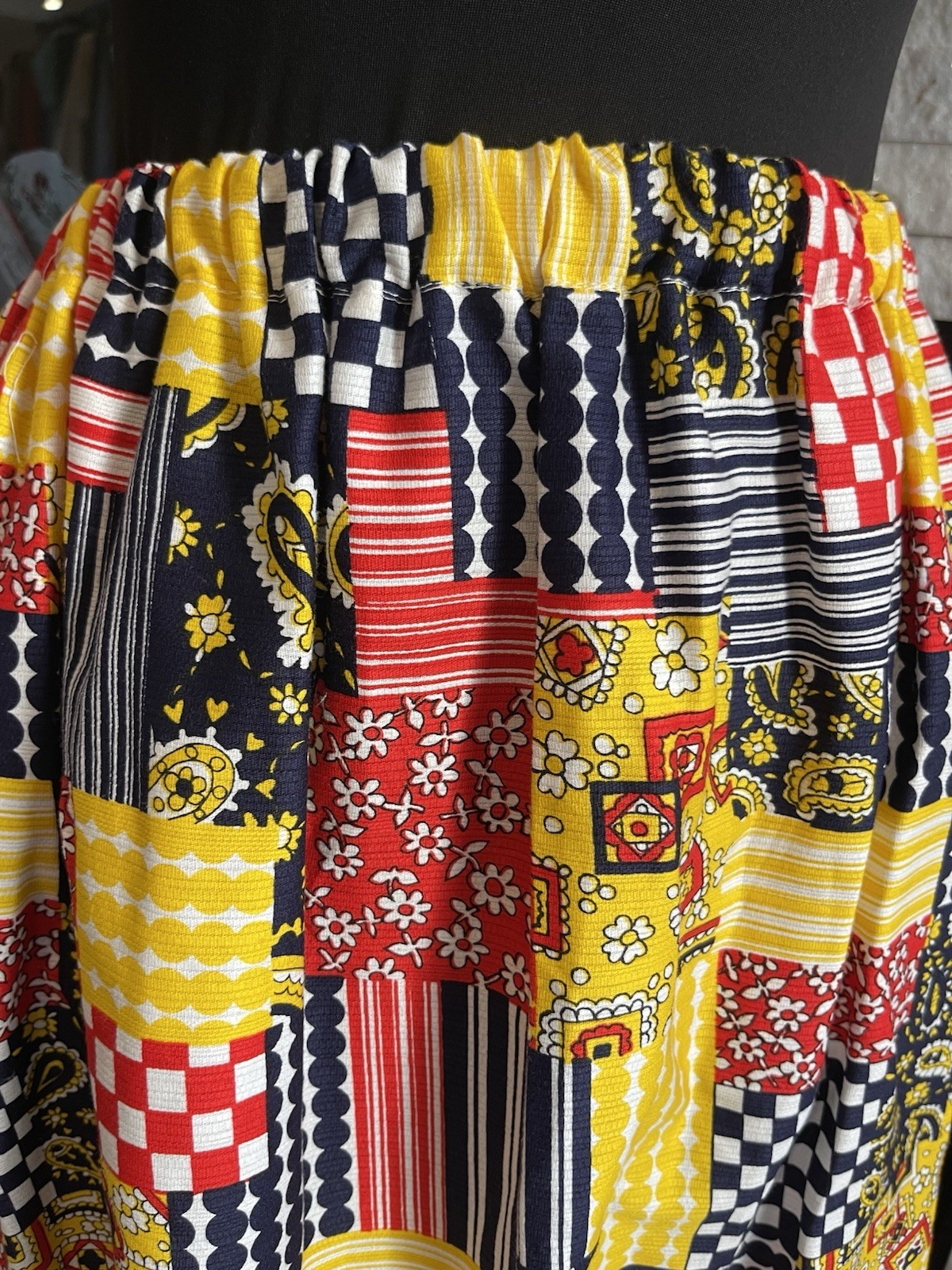 Vintage Handmade Patchwork A Line Full Flair Skirt