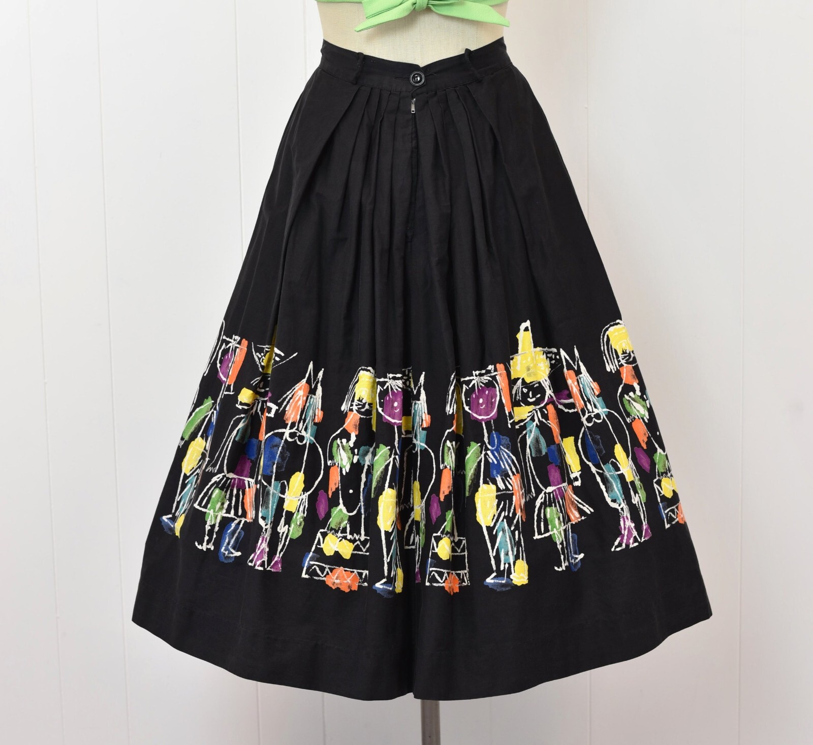 Vintage 1950s 1953 AAA Novelty Print Circus Days Hans Moller Cotton Pinup Skirt
