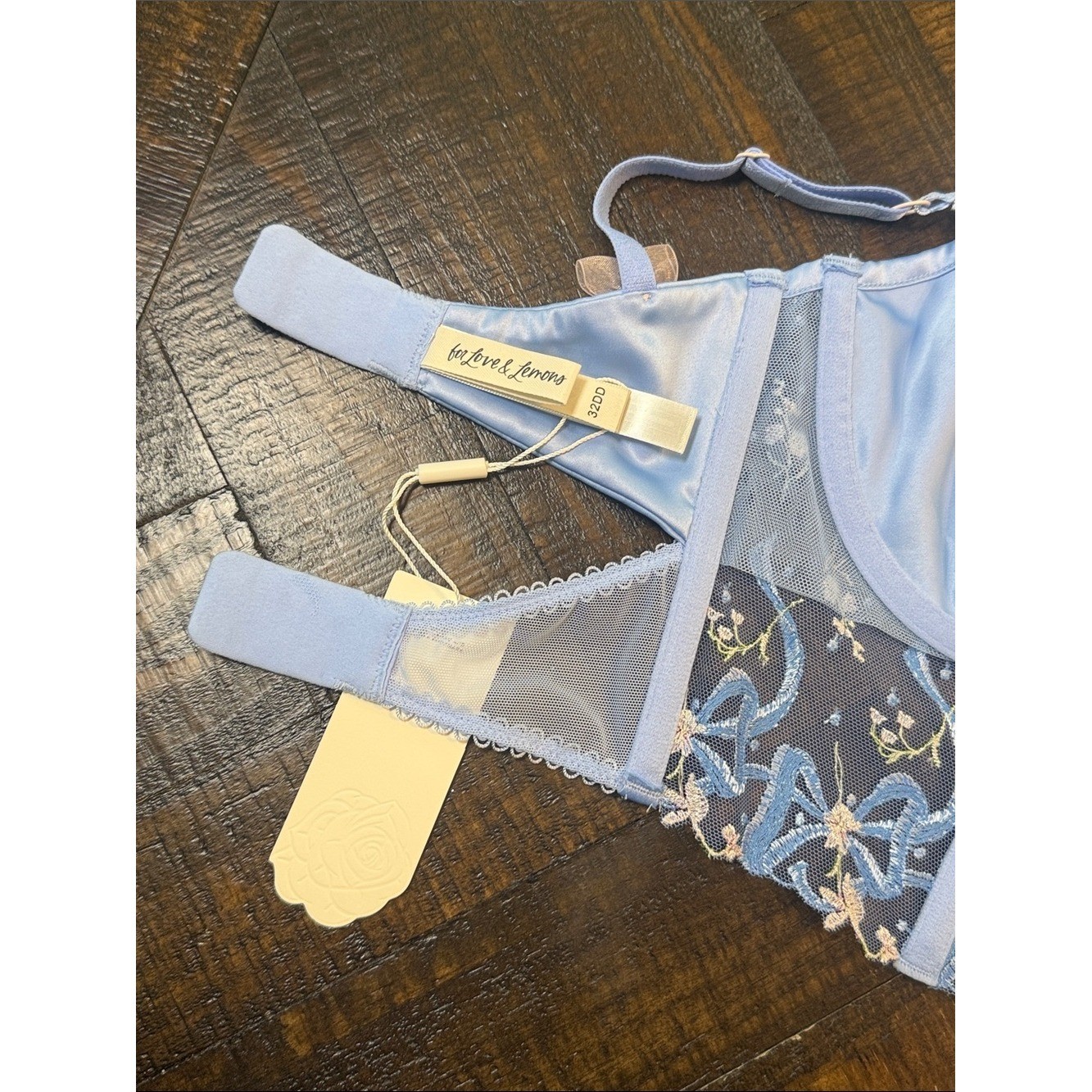 For Love & Lemons Belle Bow Bustier Blue Floral Lace-Up NWT