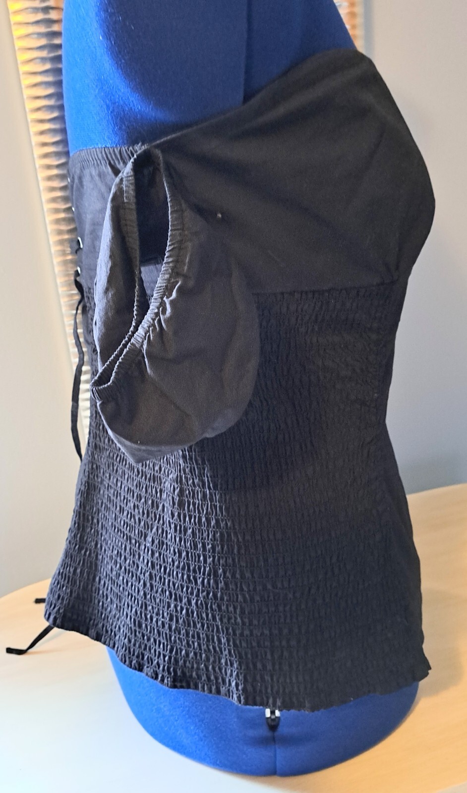VTG GUESS WOMEN’S Black XL Structured Off the Shoulder Top COTTON BLEND