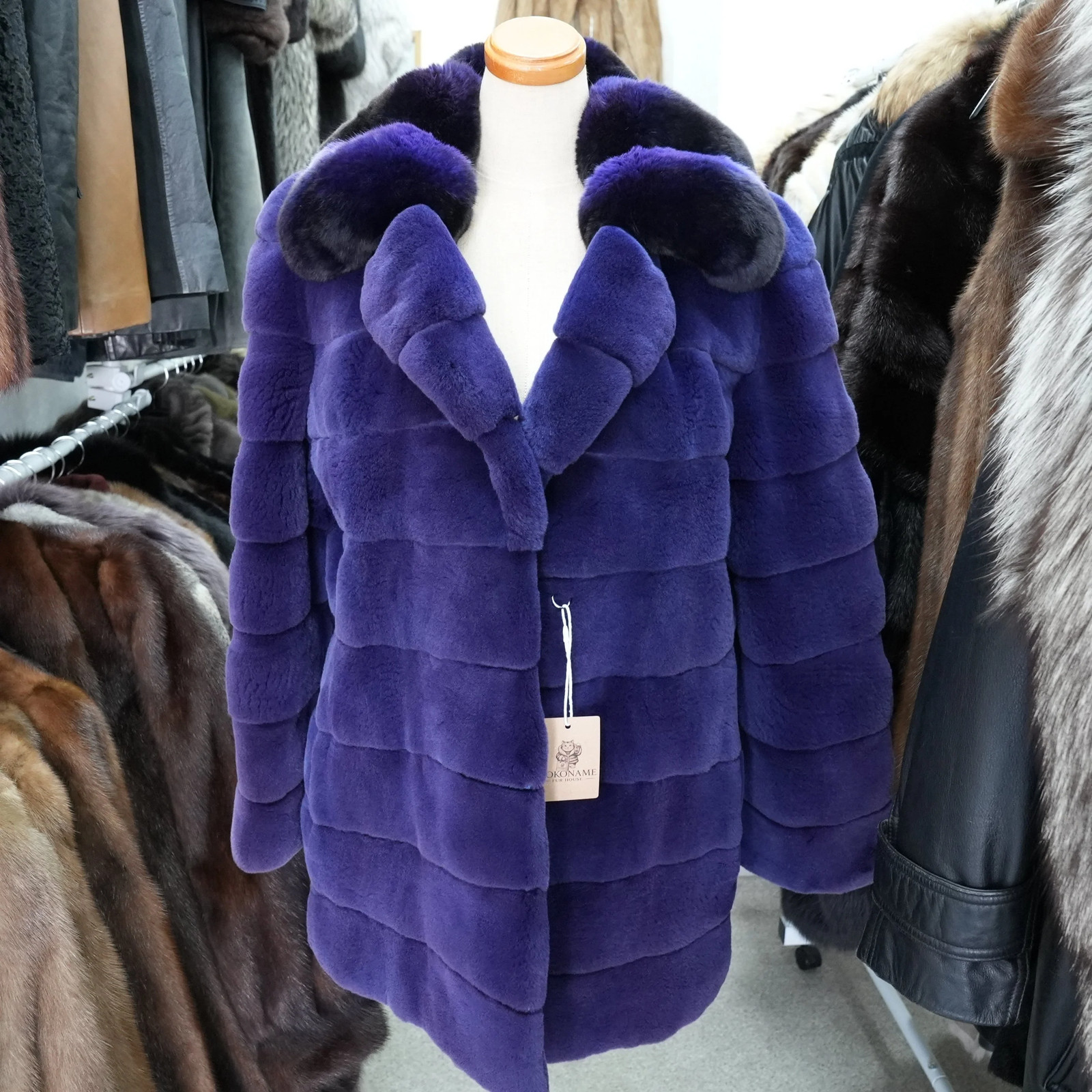 Shaved Mink Chinchilla Trim Fur Jacket Purple Dyed GRES Paris – Genuine Vinta…