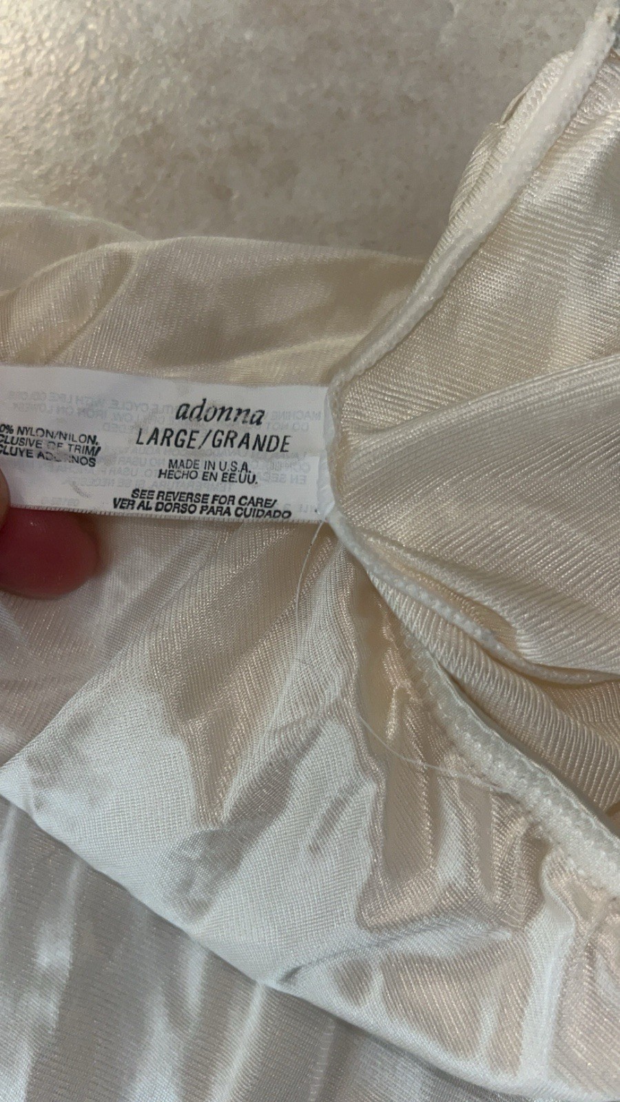 Vintage Adonna Cream Ivory Nylon 1/2 Slip Skirt Lace Trim Size Large 26″ Long