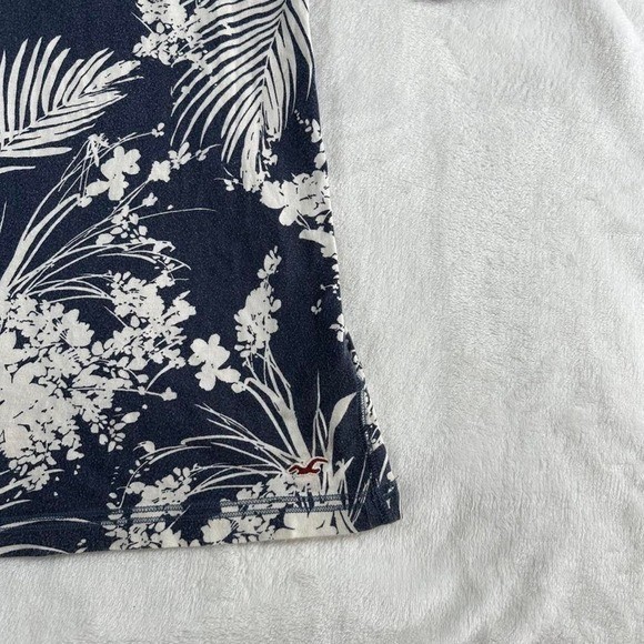 Hollister tropical graphic blue white babydoll dress low scoop back y2k vintage
