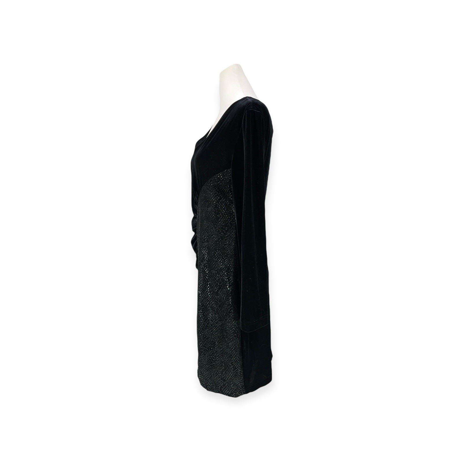 VTG 1980s VELVET LIZARD SNAKESKIN CLUB DRESS RAVE RIBKOFF NEW WAVE GOTH SEXY 10
